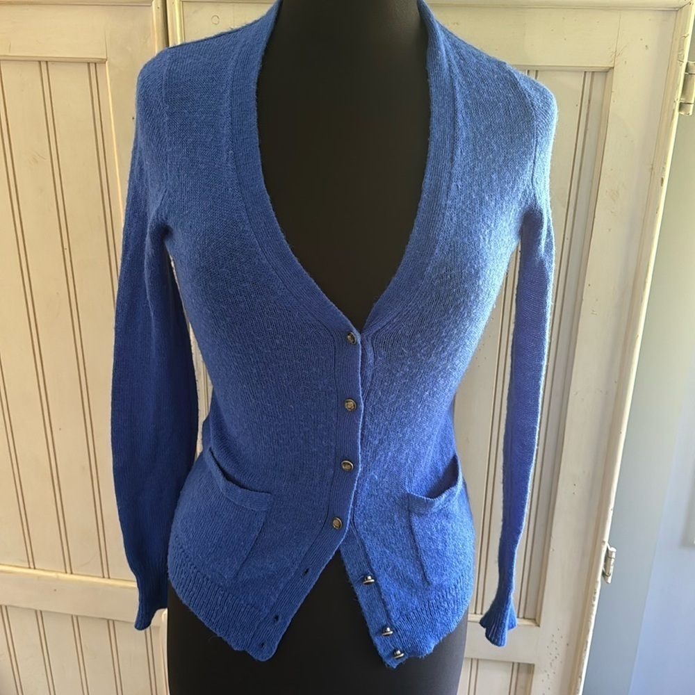 J Crew Twee Italian Spun Alpaca Blend Blue Cardigan‎